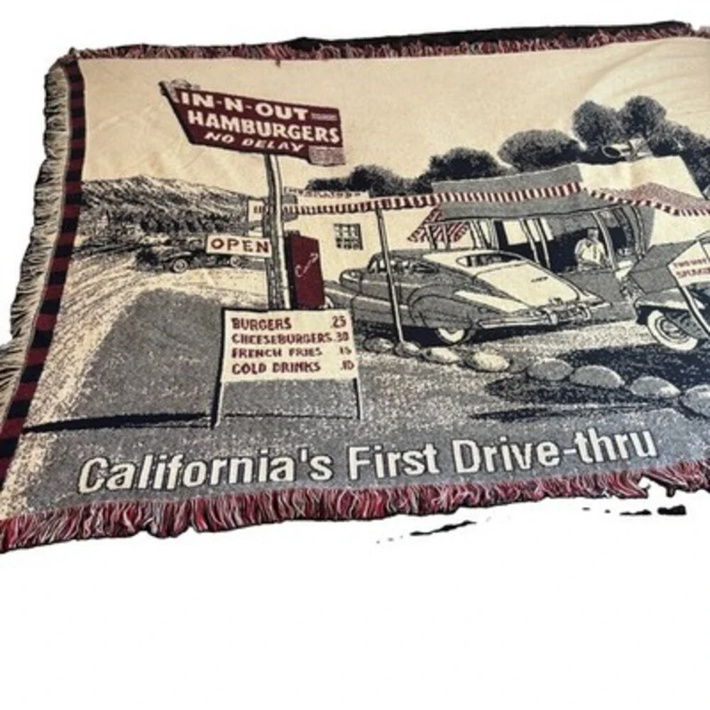 Very Rare IN & OUT BURGER Original Woven Blanket Approximately 48”X72” 1990’s